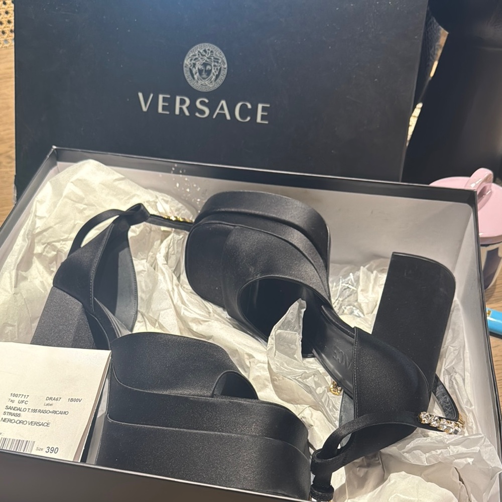 Versace Luxe Black Platform Sandals